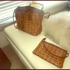 Authentic MCM Tote Bag with wristlet and dust bag